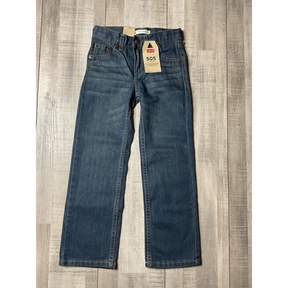 NEW 505 Levis Boys Kids Youth Regular Blue Denim Jeans 7 Slim